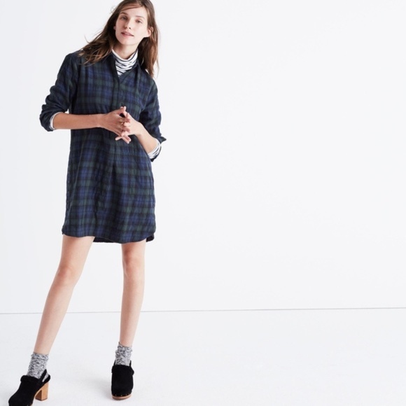 Madewell Dresses & Skirts - Madewell Wool Flannel Side Button Shirt Dress SM